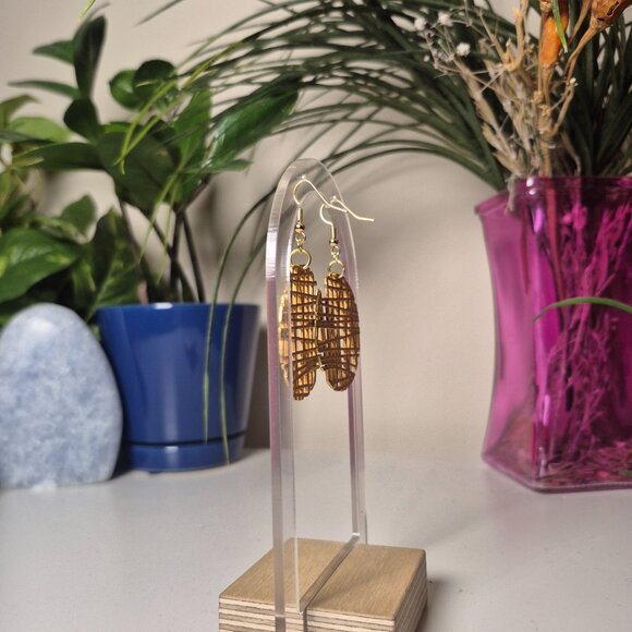 Upcycled Gold Abstract Hoops with 18K Gold Findings - Picture 5 of 6